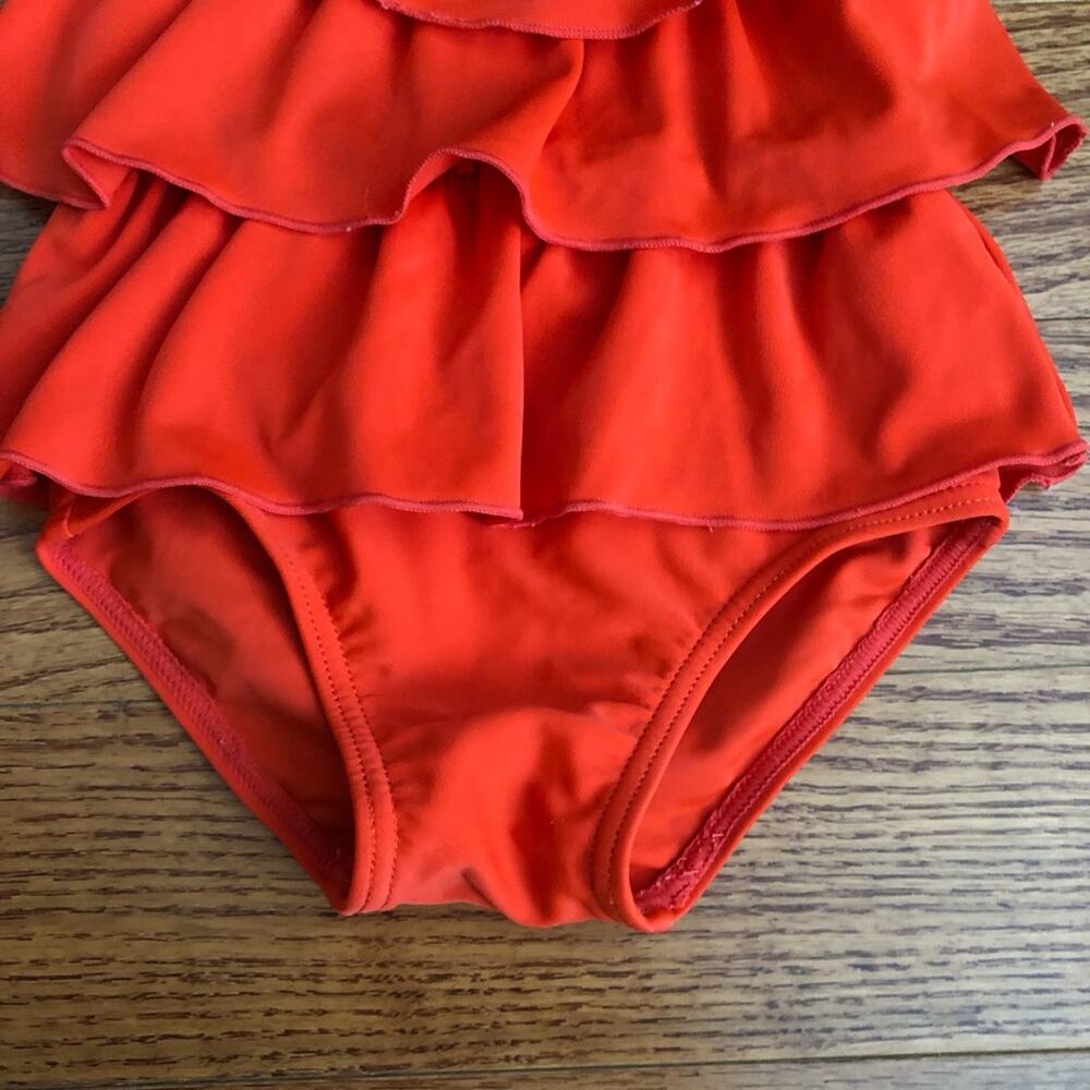 Carter’s one-piece swimsuit Tiered Crisscross Straps Red Baby Girl Size 18 Mo - Picture 3 of 6